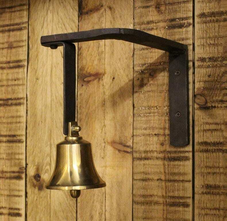 Brass Shop Door Bell Heavy Cast Iron Bracket Entrance Bell Old Rustic