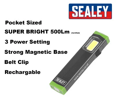 Sealey LED500SB Mini Aluminium Torch Worklight - 500Lm - Rechargable - Magnetic