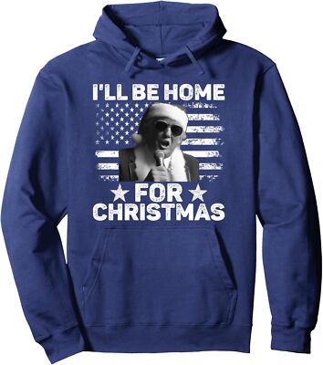 Ill Be Home Christmas Santa Trump Xmas Usa Flag Unisex Hooded Sweatshirt