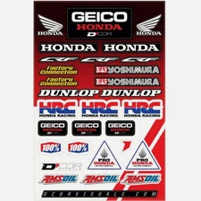 New Dcor Geico HON HRC Decal Sheet 40-10-115 for Honda Motocross Bikes