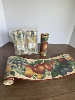 Fruit-Themed Vinyl Wallpaper Border Roll Lot Pattern 99681 6 Rolls 5 Yds Each Pr