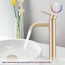 Aklfgn One Handle Vessel Bathroom Faucet Brushed Gold B0236-BG