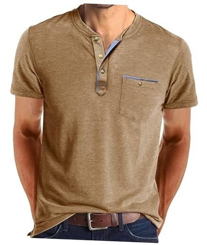 Mens Casual Henley Shirt Classic Short Sleeve Summer Basic T Shirt Button