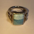 Vintage Sterling Silver Ring With Larimar Stone, And Some Small Zirconia