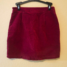 Forever 21 Solid Burgundy Corduroy High Rise Mini Skirt Size M Zip Closure