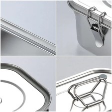 Doppelschicht Edelstahl Lunchbox mit Gitter faltbar auslaufsicher rectangle