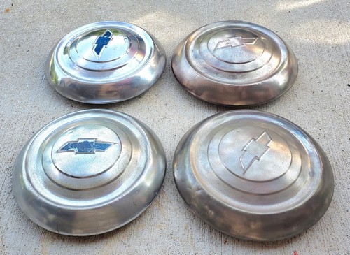 4 Dog Dish Poverty Hub Cap Wheel Covers Chevy Belair 49 50 51 52 53 54 1952 1953 - Foto 4 di 9