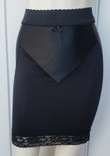 Vintage Aubergine Satin Black Wiggle Skirt Half Slip Size Small Sissy Fem