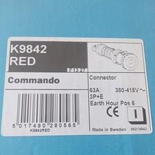 MK K9842RED 415V 4 PIN 63 AMP IP67 Commando Trailing Socket