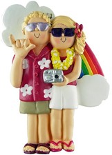 Vacation Couple Both Blonde Personalized Christmas Tree Ornament