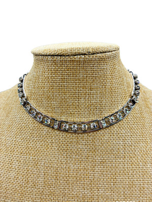 Gorgeous Vintage Sparkling Radiant Crystal Panel Snake Chain Collar Necklace