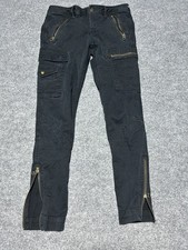 Vintage Utility POLO RALPH LAUREN sz 6 Cargo Pants Zipper Military Black Skinny