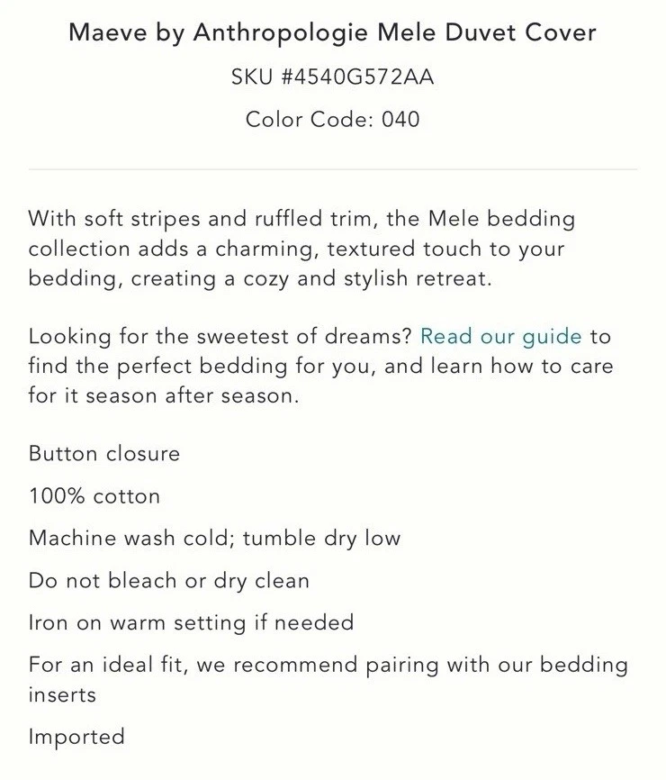 ANTHROPOLOGIE Mele Algodón Náutico Volantes Queen Edredón Azul Rayas Boho Mar Foto 4 de 4