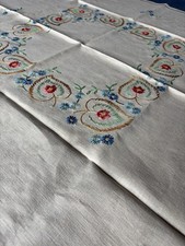Tablecloth 34x34 Embroidered Floral Flowers F...