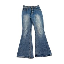 Y2K G-Jon Jeans Women 28" Blue Flare Bell Bottoms High Rise Denim Grunge Boho