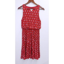 LOFT Small Petites Red Print Sleeveless Fit & Flare Casual Dress / #1087