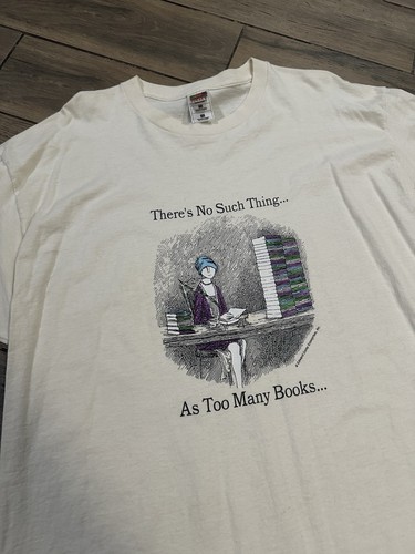 Vintage Edward Gorey Shirt No Such Thing, Too Many Books Caricature Xxl