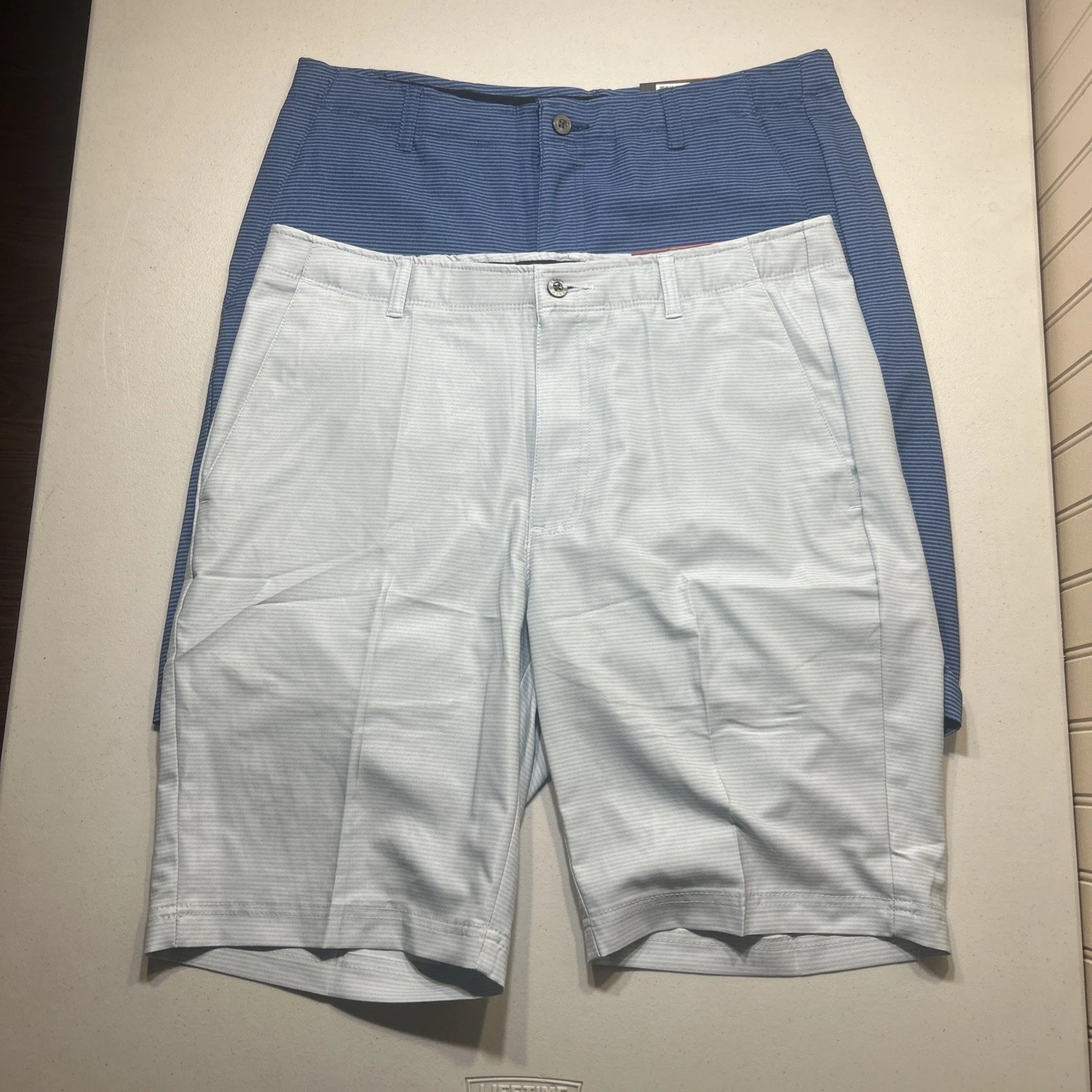 LOT OF 2 Pebble Beach Mens Dry Luxe Performance Flat Front Golf Shorts | NWT 34