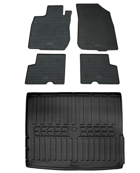 Gummi FußMatten Kofferraumwanne FüR Dacia Duster 1 2010-2018 4X4 Gummimatten Set-image