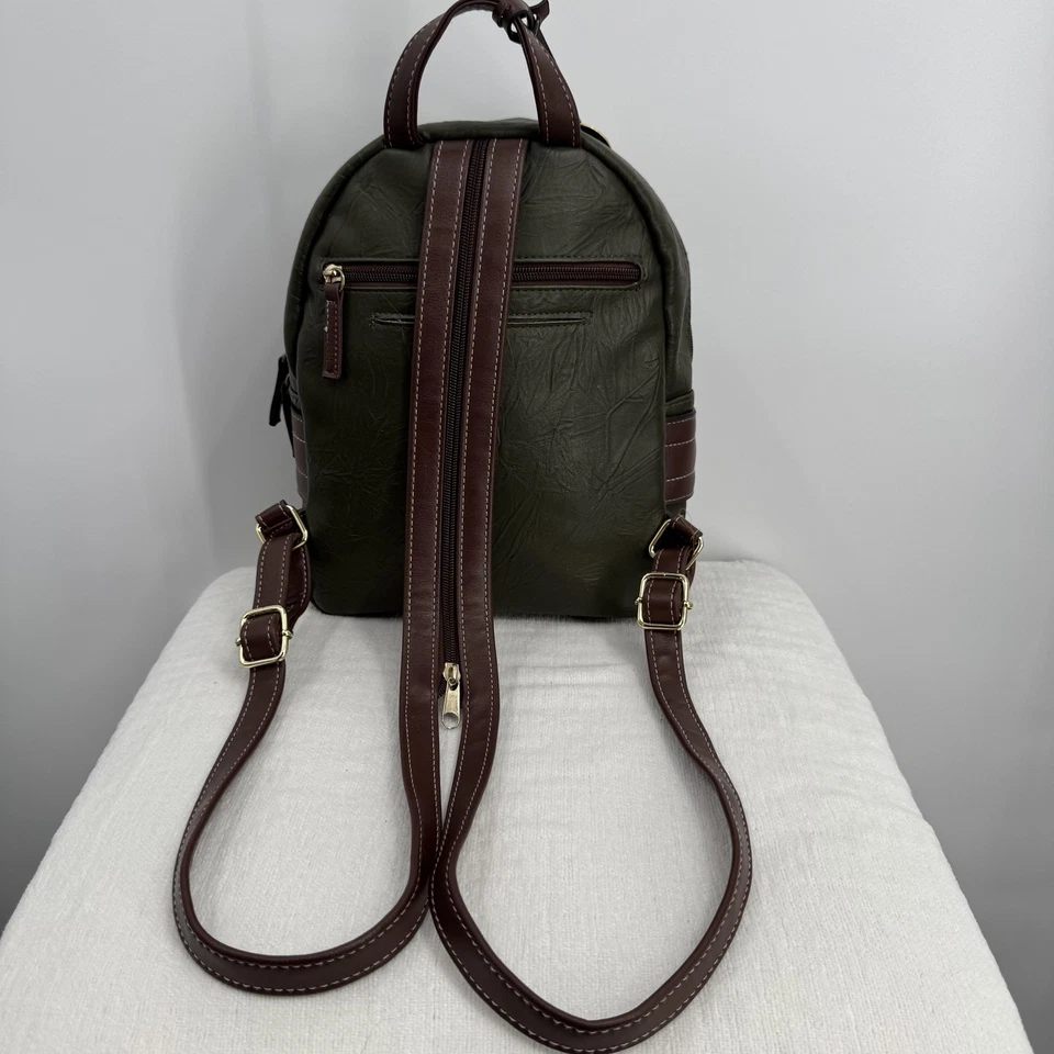 Stone Mountain Mini Backpack Womens Olive Brown Faux Leather 40th Anniversary - Image 2 of 4