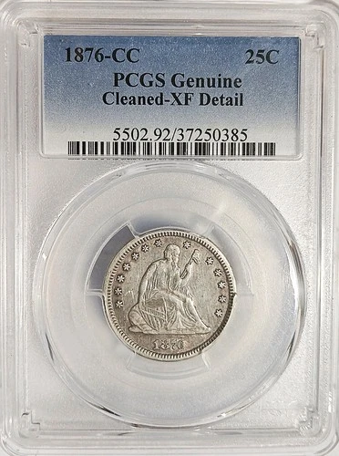 1876-CC Liberty Seated Quarter SILVER Carson City 25c  extra fine PCGS XF Detail
