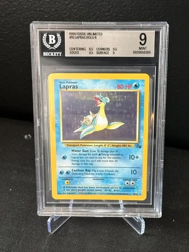 Lapras Pokemon Fossil Unlimited Holo Rare 10/62 Mint BGS 9