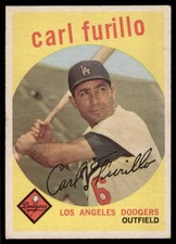 1959 Topps Carl Furillo White / light back #206 Los Angeles Dodgers