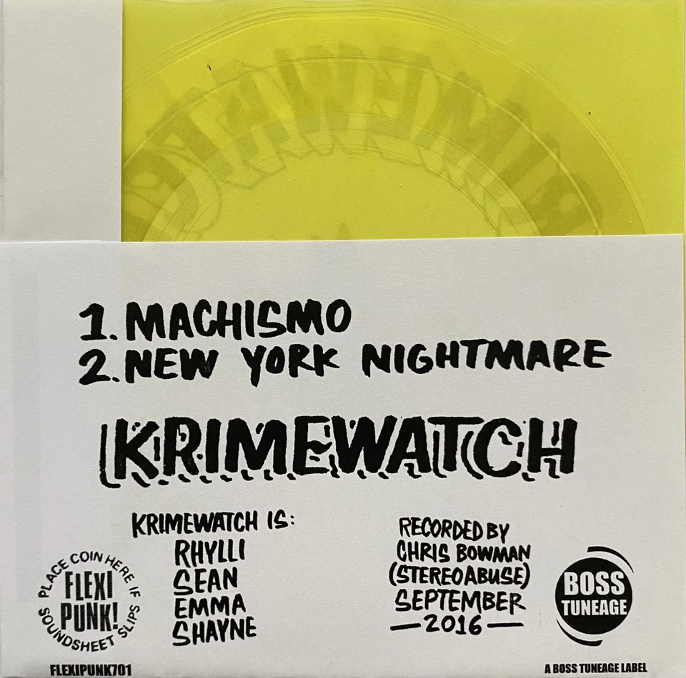 KRIMEWATCH - NEW YORK NIGHTMARE 7” YELLOW FLEXI USA HARDCORE PUNK AJAX HOTHEADS - Image 2 of 2