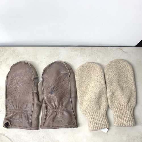 LL Bean Men Size XL Mittens 100% Deerskin Leather Brown Removable Liner Knit