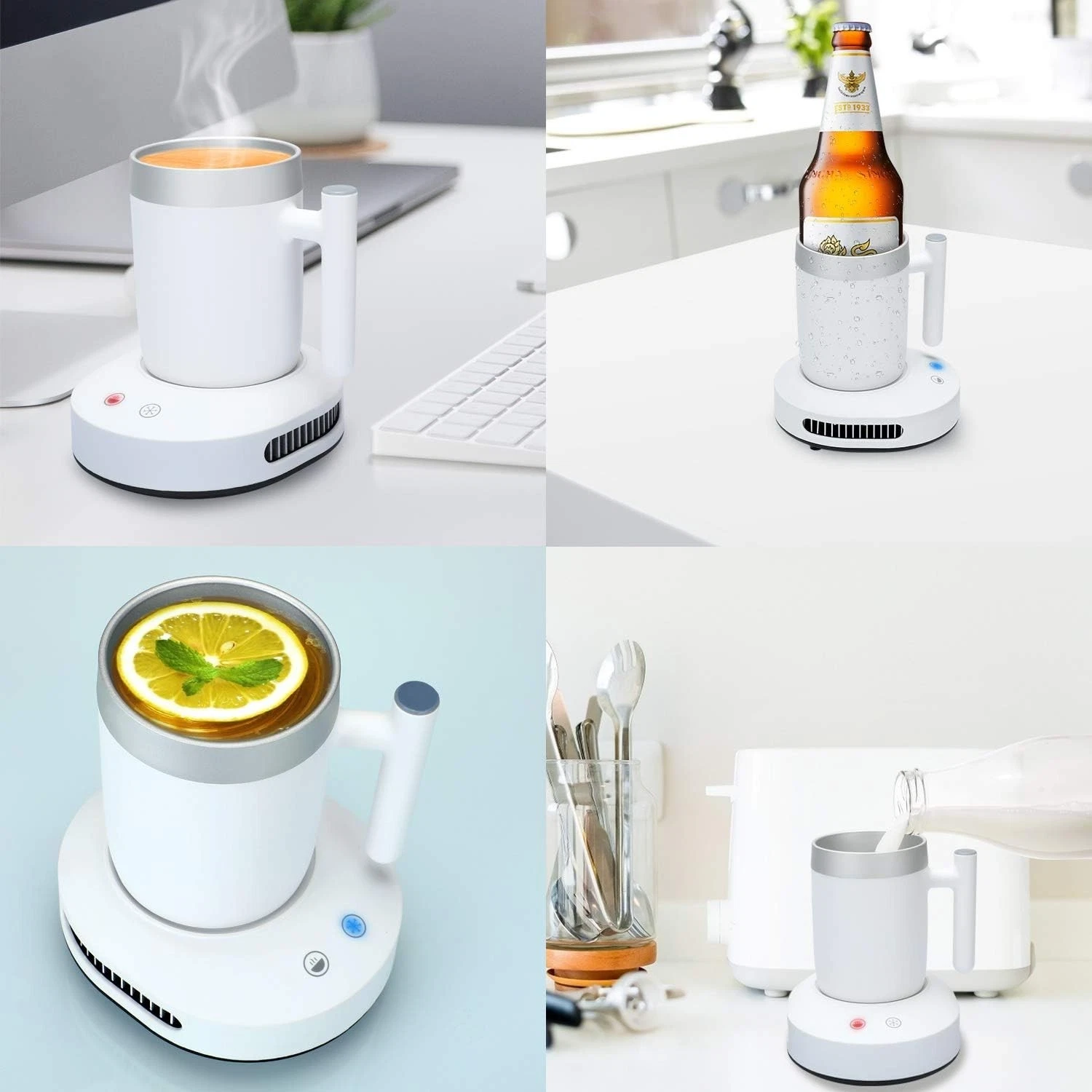 Coffee Mug Warmer Drink Cooler With Wireless Charger Smart Warming 3 In 1 Office