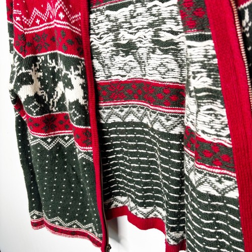 Vintage 90s Wool Fair Isle Cardigan Size S Sweater Holiday Reindeer Zip Up, Size S, $35 - Photo 4