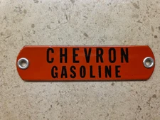 Vintage Chevron Gasoline Porcelain Metal Gas Pump Tag RARE
