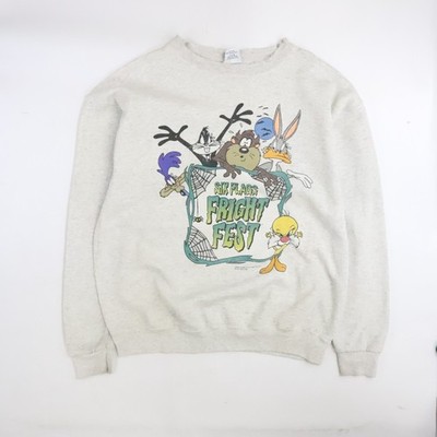 Vintage Six Flags Fright Fest Looney Tunes Crewneck Sweatshirt Size XL 90s
