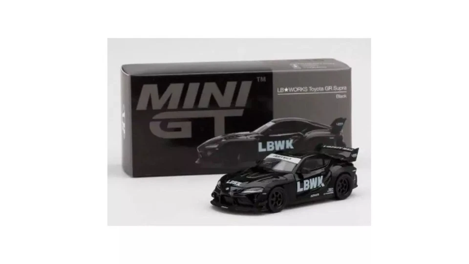 MINI GT #236 1:64 LB Funciona Toyota GR Supra Pneus de Borracha Preto Brilhante - Caixa Selada - Imagem 2 de 4