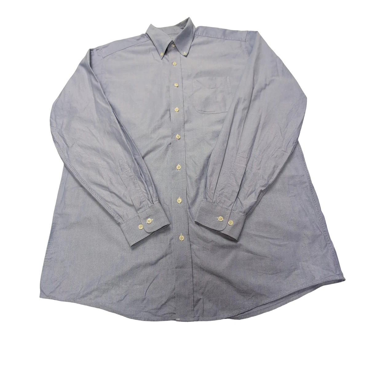 Chemise boutonnée à manches longues bleue en chamois LL Bean