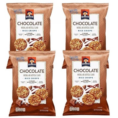 Quaker Rice Crisps Chocolate Popped Light Crispy Crunchy Chips 3.5oz 4 Bags