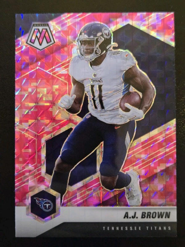 2021 Panini Mosaic AJ Brown Pink Camo Prizm #195 Titans Eagles Super Bowl Champ