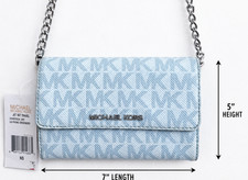 Nuevo con etiquetas Bolso Bandolera Michael Kors Jet Set Viaje Teléfono LG Azul Cielo MK Logo Cartera