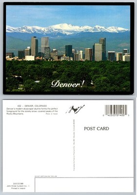 Vintage Denver Colorado Skyline Rocky Mountains Postcard John Hinde Curteich