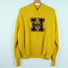 Dehen Knitting Company Vintage Varsity Sweater Letterman San Jacinto TX 50 Wool