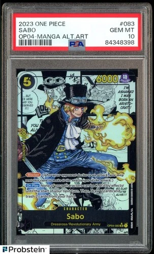 2023 One Piece OP04 EN Manga Alternate Art #083 Sabo PSA 10 GEM MINT