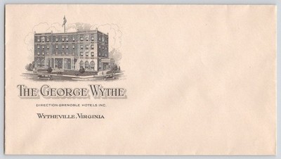 Wytheville VA The George Wythe Hotel Illustrated Postal Cover c1940s