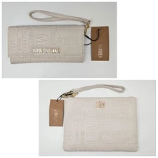 STEVE MADDEN Bone Embossed Logo Handle Wallet 8" x 4.5" or Wristlet 9.5" x 7"