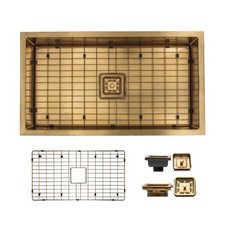 Strictly Sinks 32 Inch Undermount Single Bowl Kitchen Sink Gold Kitchen