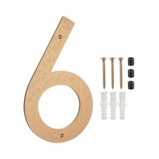 12 Inch Number 6 ABS Plastic Floating House Number with Nail Kit, Gold Tone