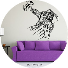 Wandtattoo Wikinger mit Axt angreifend