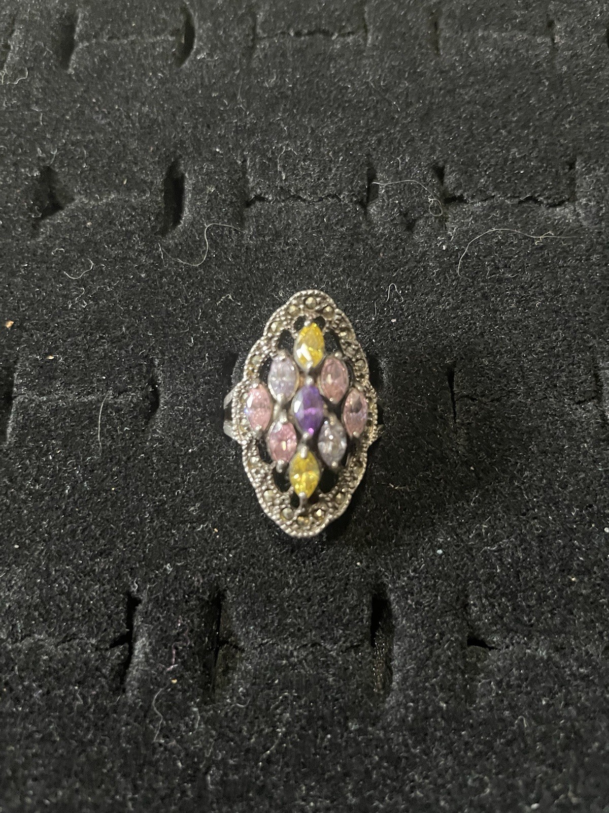 Multicolor Cluster Ring – Boho Cocktail Statement… - image 1