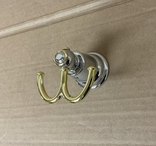 2 pc set - Classy Chrome  Polished Brass Double Robe or Towel Hook YB5403