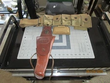 US M1912 Cavalry Mounted Holster with Swivel & Mounted Web Belt Rig