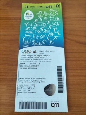 Used Ticket Olympic 11.08. 2016 Rio Olympia Q11 Hockey 2